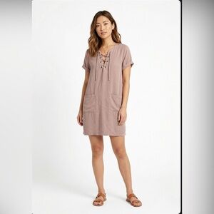 ILLA ILLA Boho Lace-Up Front Tencel Dress Medium